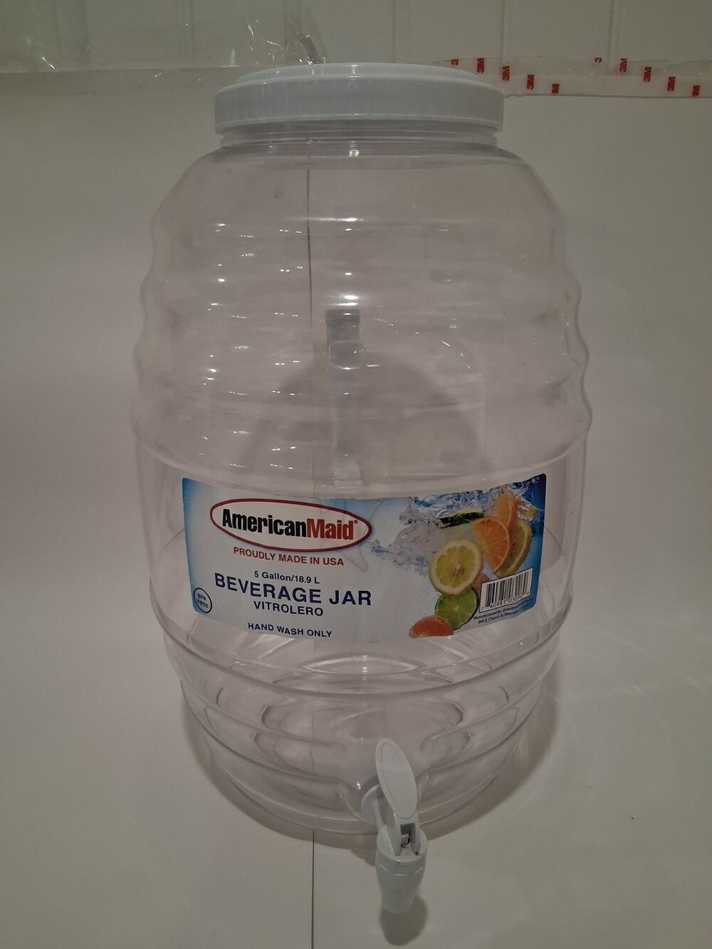 American Maid 5 Gallon Beverage Jar Vitrolero Dispenser With Spigot Clear BPA...